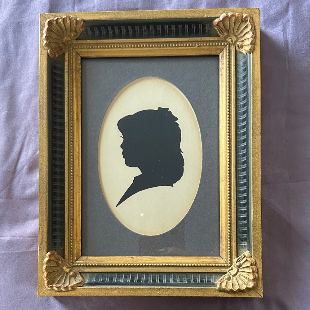 Elegant Black Silhouette Art Print in Gold Frame